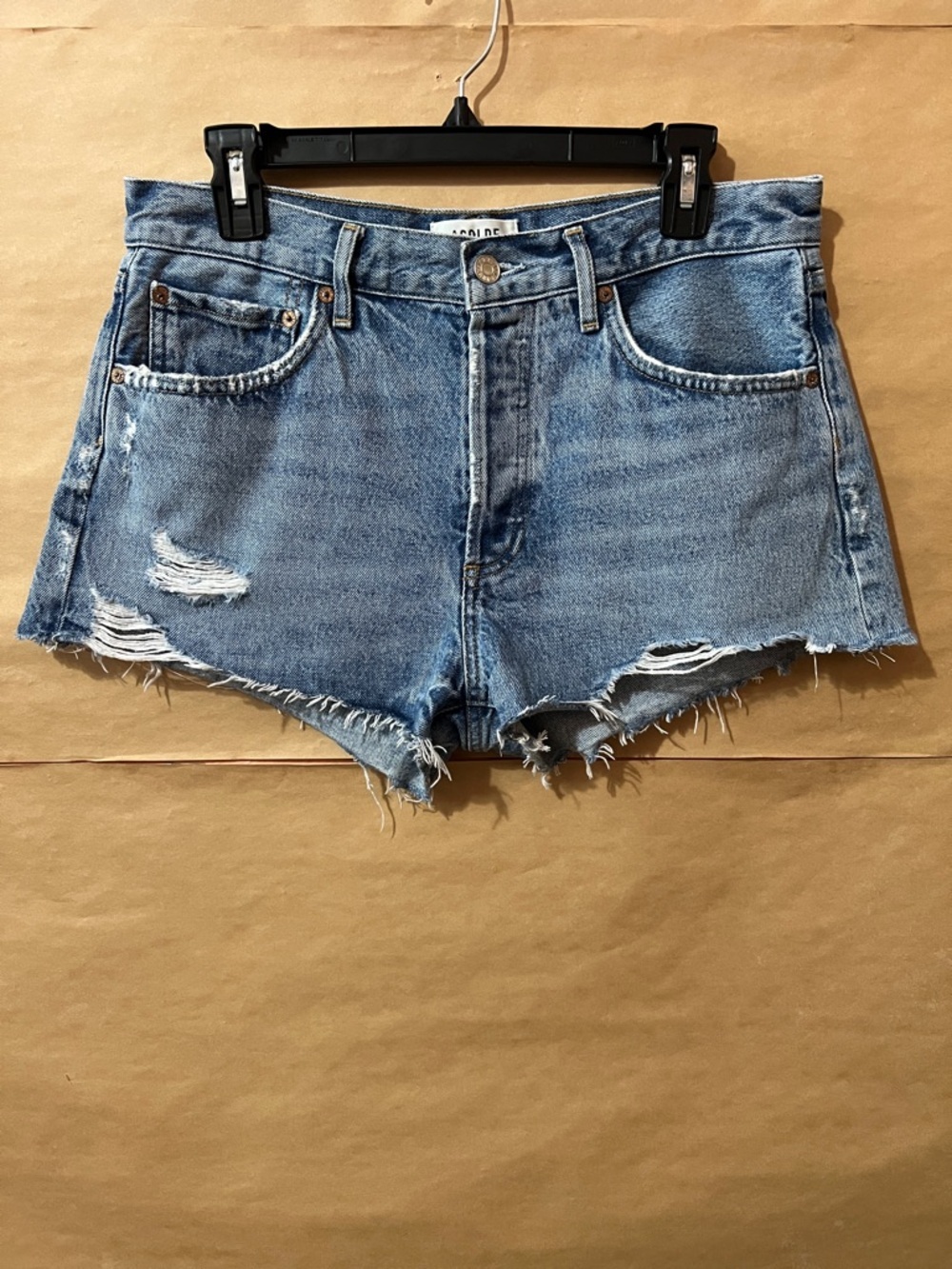 Agolde | Parker Vintage Cut Off Shorts Denim High Rise Button Fly Grudge Size 28